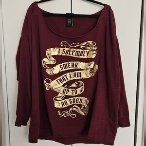 Torrid | Harry Potter Solemnly Swear Burgundy Off Shoulder Sweatshirt